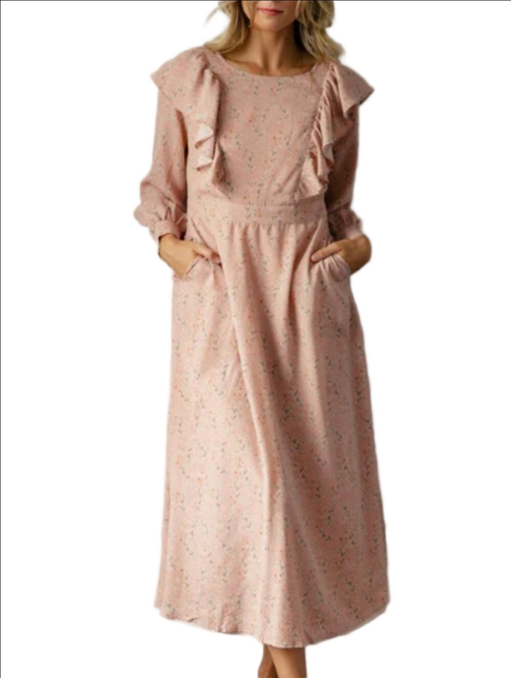 NWT Roolee True Love's Kiss Blush Pink Floral Nursing Mom Ruffle Maxi Dress